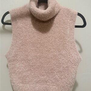 Zara Sparkle Sleeveless Turtleneck - Light Pink